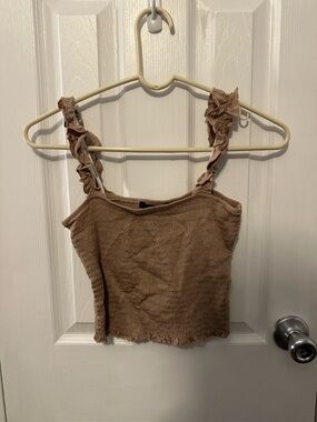 Forever 21 Brown Ruffle Strap Smocked Camisole
